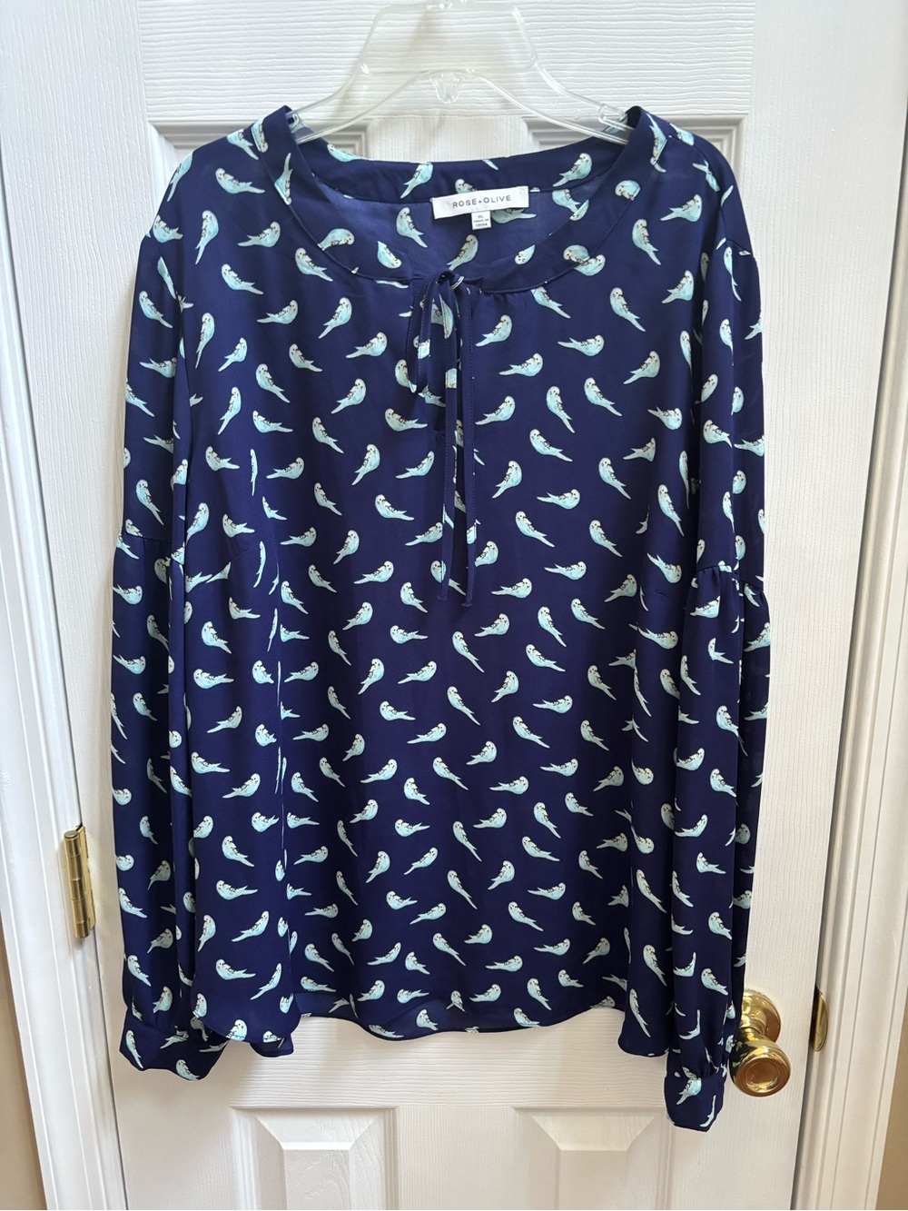 ROSE + OLIVE Women's Blouse Shirt with Birds,  Size XL, EUC - Picture 2 of 6